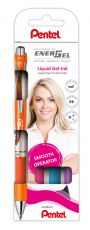 Pentel Liquid Gel-Tintenroller EnerGel BL77, Druckmechanik, nachfüllbar, 0,35mm, sortiert Set mit 4 Schreibfarben