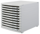 HAN Schubladenbox CONTUR – modernes und modular erweiterbares Schubladensystem, mit 10 offenen Schubladen bis Format DIN B4, lichtgrau, 1510-0-11