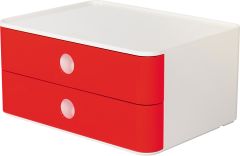 HAN SMART-BOX ALLISON – kompakte Design-Schubladenbox mit 2 Schubladen, hochglänzend und in Premium-Qualität, cherry red, 1120-17