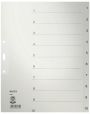 Leitz 1232 Zahlenregister - 1-10, Papier, A4 Überbreite, 10 Blatt, grau