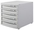 HAN Schubladenbox CONTUR – modernes und modular erweiterbares Schubladensystem, mit 5 geschlossenen Schubladen bis Format DIN B4, lichtgrau, 1505-11