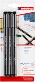 Fasermaler edding 1200 colourpen, 1 mm, schwarz, Blister, 3 Stück