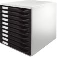 Leitz 5281 Schubladenset Formular-Set - A4/C4, 10 geschlossene Schubladen, lichtgrau/schwarz