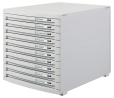 HAN Schubladenbox CONTUR – modernes und modular erweiterbares Schubladensystem, mit 10 geschlossenen Schubladen bis Format DIN B4, lichtgrau, 1510-11