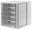 HAN Schubladenbox SYSTEMBOX – attraktives Design für Unterlagen bis DIN C4, mit 5 geschlossenen Schubladen, transluzent-klar, 1450-63