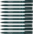 Staedtler Lumocolor Permanentmarker, fein, wasserfest, schmutzresistent, schnell trocknend, für CD DVD OHP, 10 Stück, Schwarz