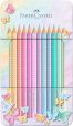 Faber-Castell 201910 - Buntstifte Set Sparkle Pastell 12-teilig, im Metalletui, dreikant, bruchsicher