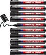 edding 300 Permanentmarker - schwarz - 10 Stifte - Rundspitze 1,5-3 mm - wasserfest, schnell-trocknend - wischfest - für Karton, Kunststoff, Glas, Holz, Metall, Glas