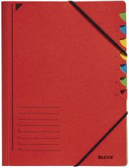 Leitz 3907 Ordnungsmappe - 7 Fächer, A4, Pendarec-Karton (RC), 430 g/qm, rot