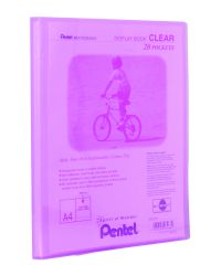 Pentel Sichtbuch Clear DCF242, 20 fest eingebundene Hüllen, DIN A4, Semi-Transparent Pink